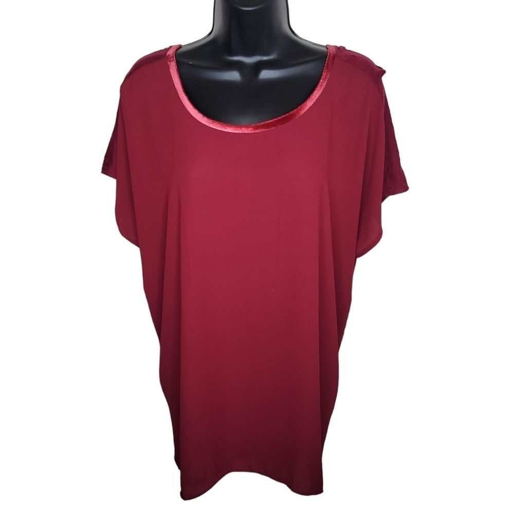 Loft Nwt drop sleeve mixed media Tie Back top size Large